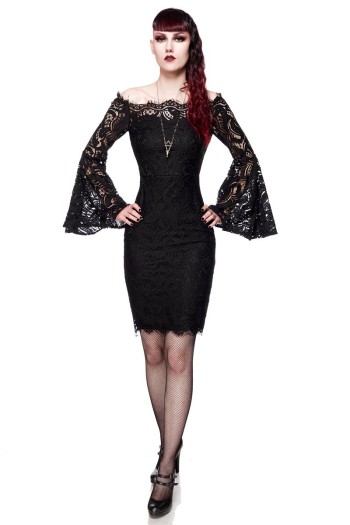 Ocultica Gothic Spitzenkleid, schwarz, Größe M

