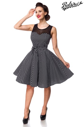 Belsira Vintage Kleid mit Dots, schwarz/weiß, Größe XL

