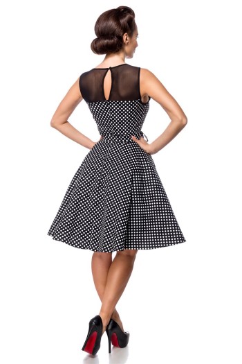 Belsira Vintage Kleid mit Dots, schwarz/weiß, Größe XL

