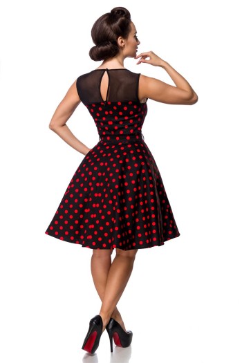 Belsira Vintage Kleid mit Dots, schwarz/rot, Größe L

