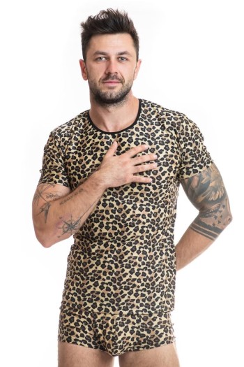 Herren T-Shirt 053556 leopard - S

