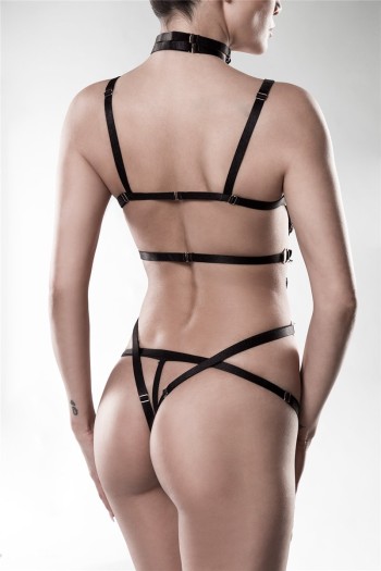 Grey Velvet Dessous Harness Ouvert , schwarz, Größe XS-S

