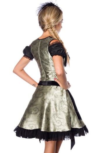 Dirndline  Premium Dirndl aus edlem Jacquard Stoff, grün/schwarz, Größe XS

