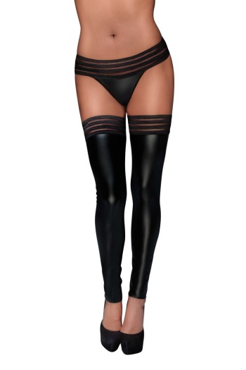 Powerwetlook Stockings mit elastischen Bändern F158 - S

