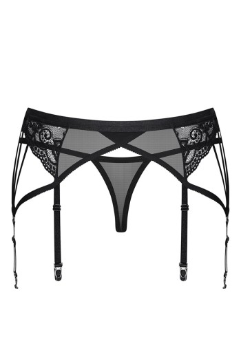 854-GAR-1 Strumpfhaltergürtel + T-String schwarz - S/M

