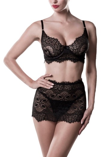 Grey Velvet Dessous Spitzenset, schwarz, Größe XL

