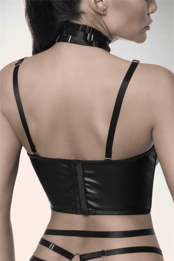 Saresia  Harness-Wetlook Top, schwarz, Größe XL

