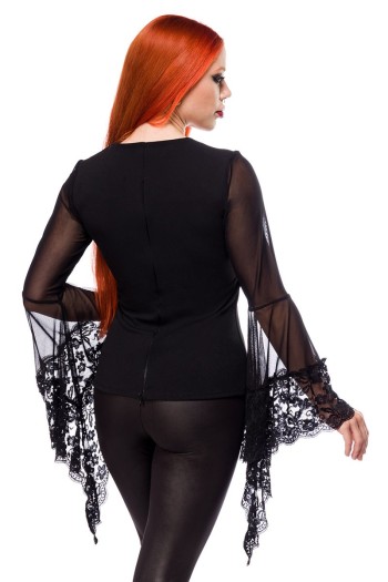 Ocultica Gothic Top mit Spitze, schwarz, Größe M

