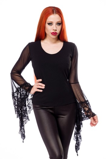 Ocultica Gothic Top mit Spitze, schwarz, Größe M

