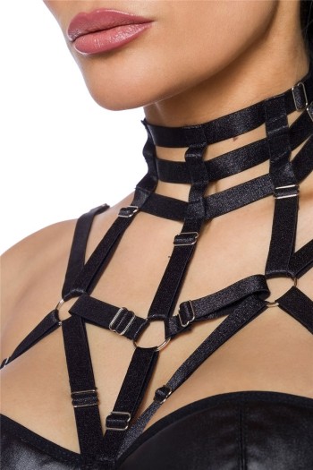 Saresia  Harness-Wetlook-Set mit Rock, schwarz, Größe XS-S

