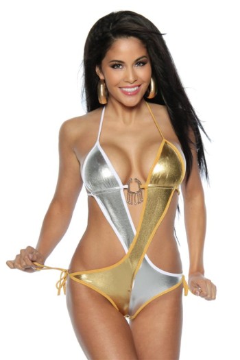 Saresia  Monokini, gold/silber, Größe XL

