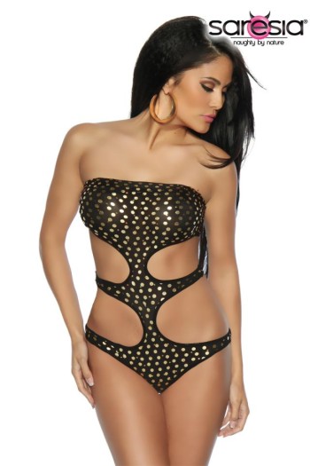 Saresia  Monokini, schwarz/gold, Größe XL

