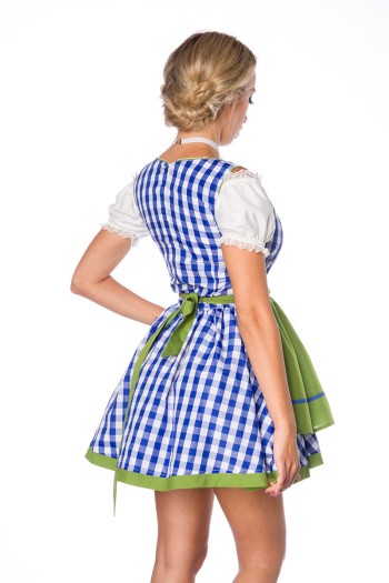 Dirndline Oktoberfest Traditionelles Minidirndl, blau/grün/weiß, Größe XS

