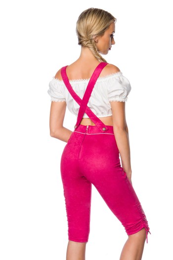 Dirndline Oktoberfest Trachtenhose mit Stickereien, pink, Größe S

