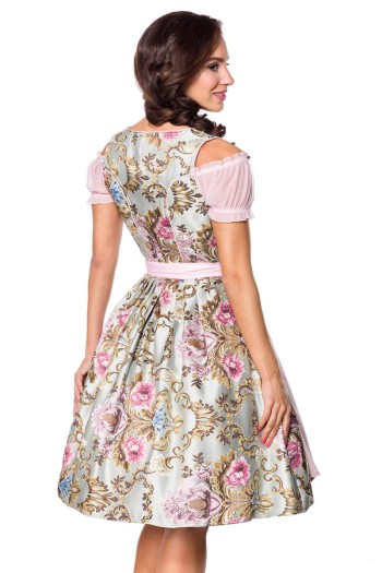 Dirndline Oktoberfest Premium Brokat-Dirndl inkl. Bluse, rosa/gemustert, Größe 3XL

