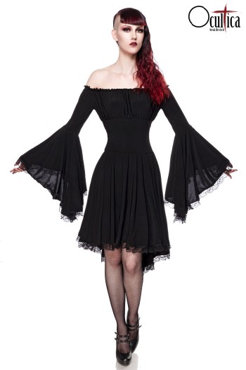 Ocultica Gothic Jerseykleid, schwarz, Größe XS

