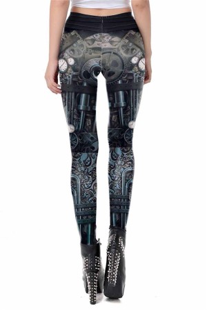 Ocultica Gothic Steampunk Leggings, schwarz, Größe L

