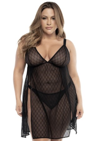 Schwarzes Babydoll Plus Size - MAL7498XBLK von Mapale

