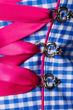 Dirndline Oktoberfest Traditionelles Karodirndl, pink/blau/weiß, Größe M

