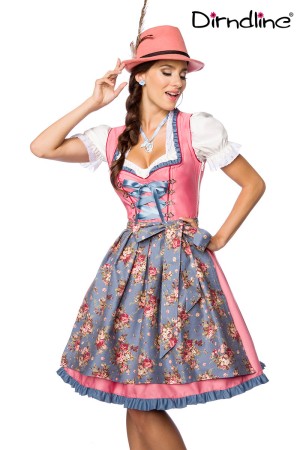 Dirndline Oktoberfest Verträumtes Dirndl mit Denim, rosa/blau, Größe 3XL

