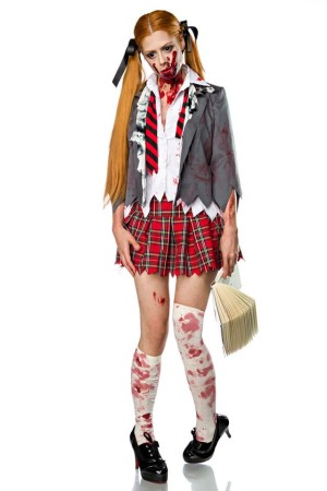 Mask Paradise  Zombiekostüm: Zombie Schoolgirl, grau/rot/weiß, Größe XL

