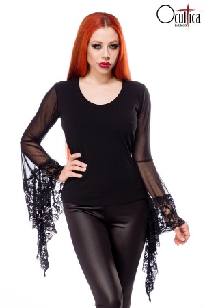 Ocultica Gothic Top mit Spitze, schwarz, Größe M

