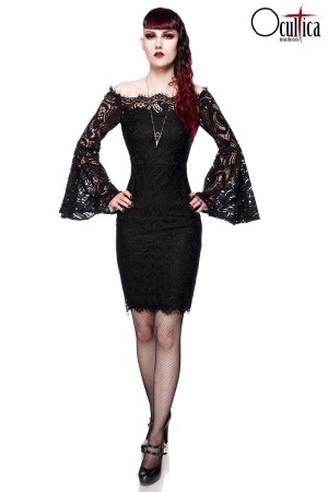 Ocultica Gothic Spitzenkleid, schwarz, Größe M

