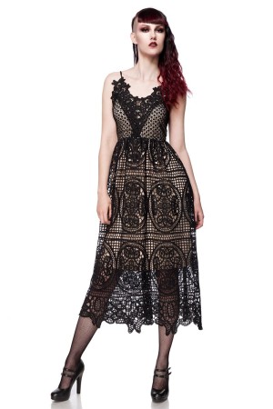 Ocultica Gothic Kleid aus Spitze, schwarz, Größe L

